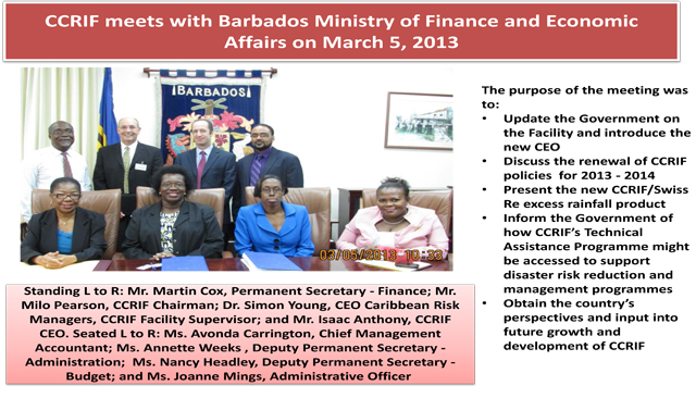 CCRIF meets with Barbados Ministry of Finance and Economic Affairs
