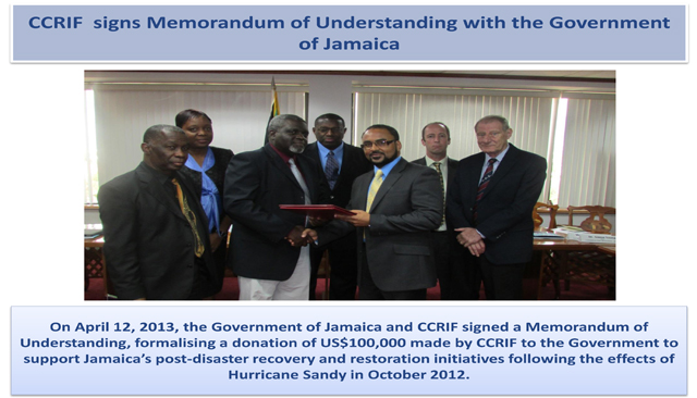 CCRIF signs Memorandum of Understanding with the Government of Jamaica