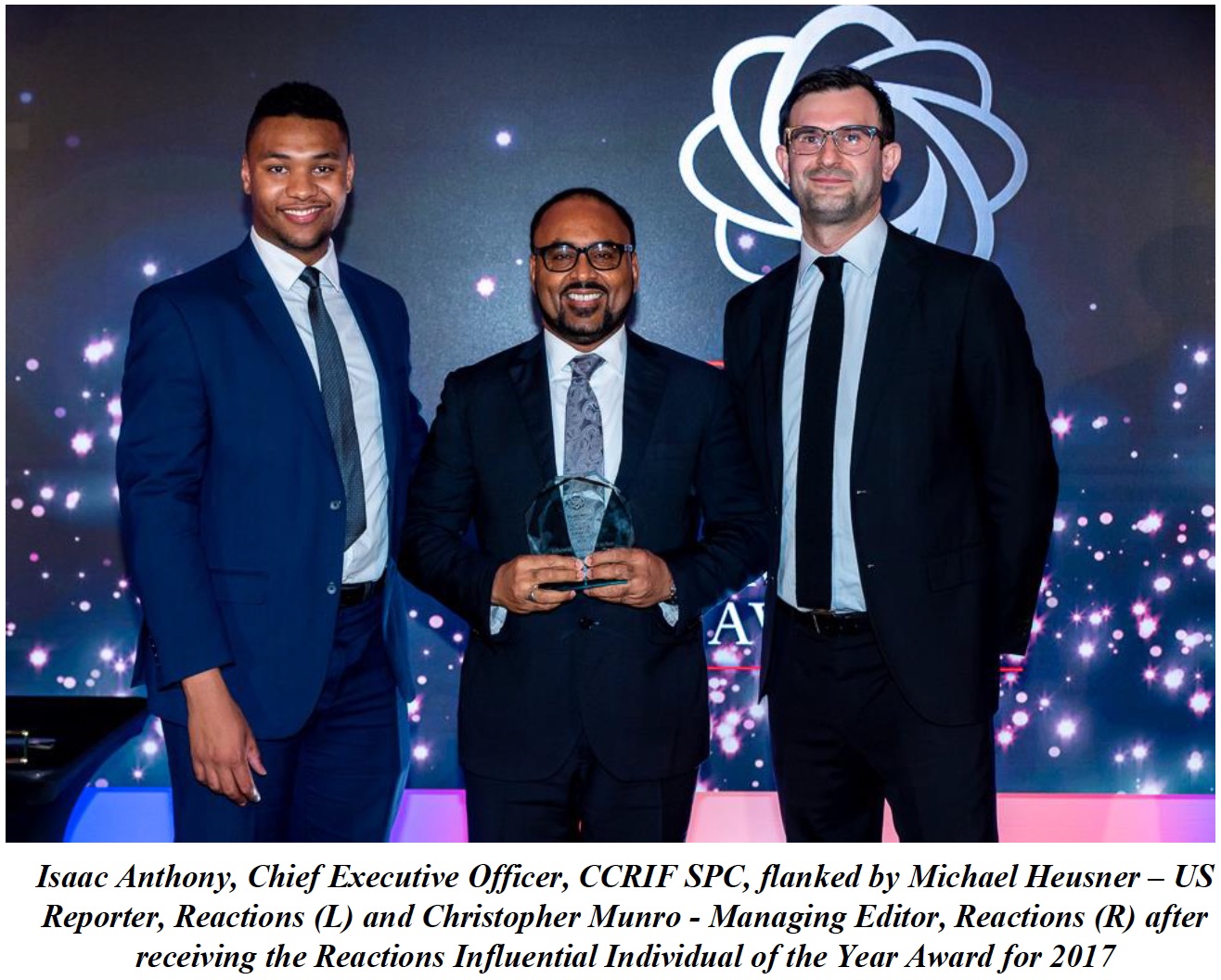CCRIF CEO Isaac Anthony Receives Reactions Influential Individual of the Year Award 2017