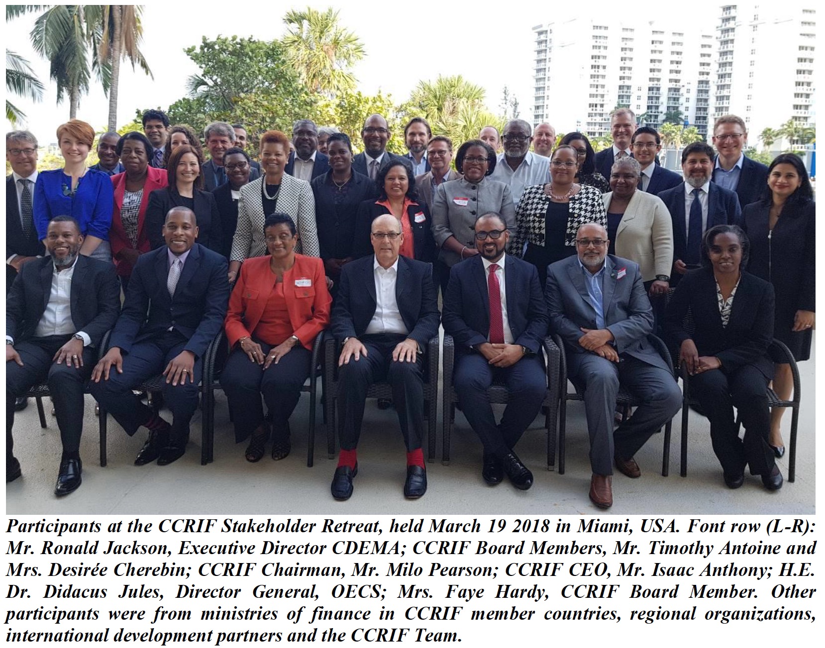Participants at the CCRIF Stakeholder Retreat, held March 19 2018 in Miami, USA.