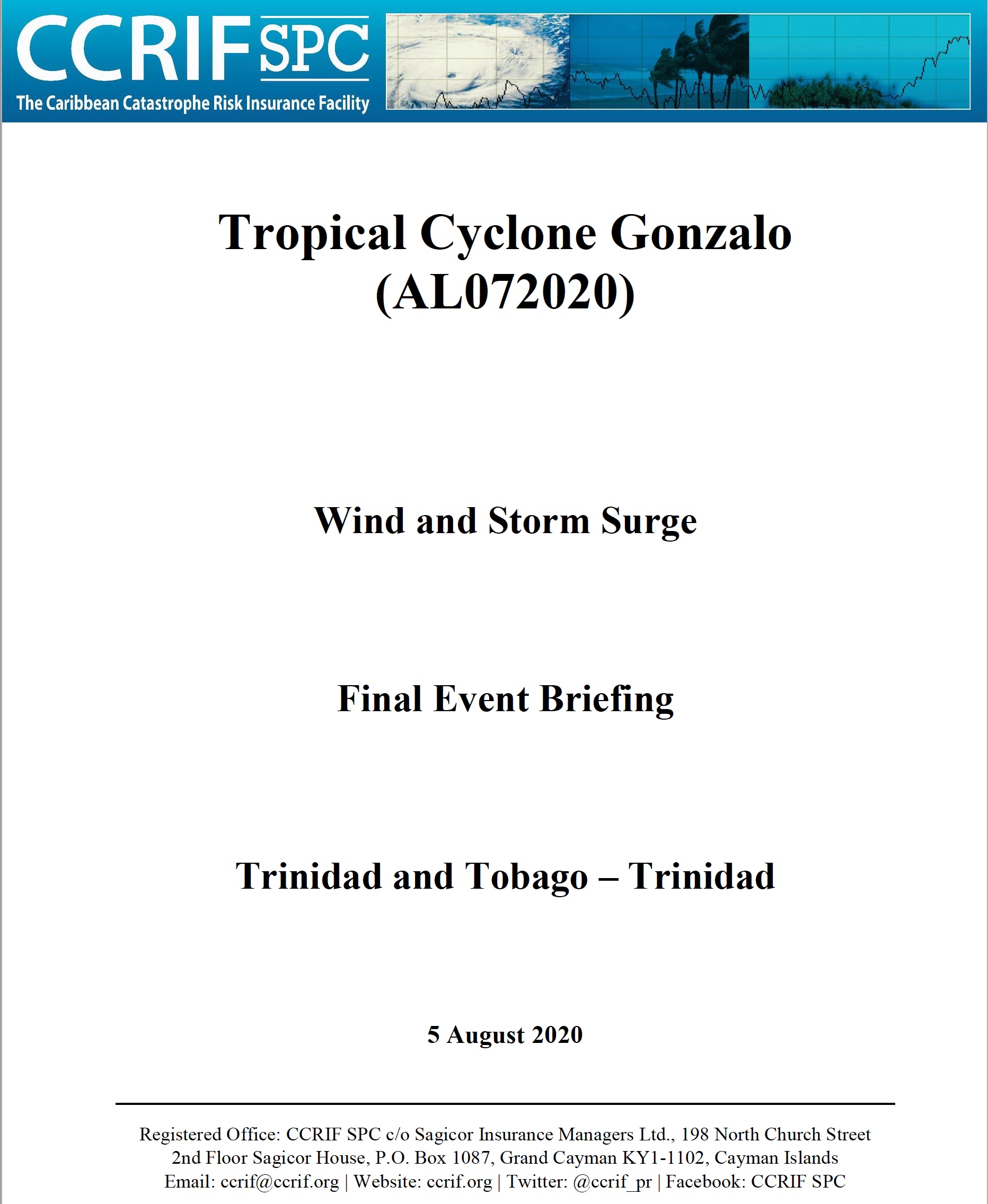 Event Briefing - TC Gonzalo - Wind and Storm Surge - Trinidad and Tobago - August 5 2020