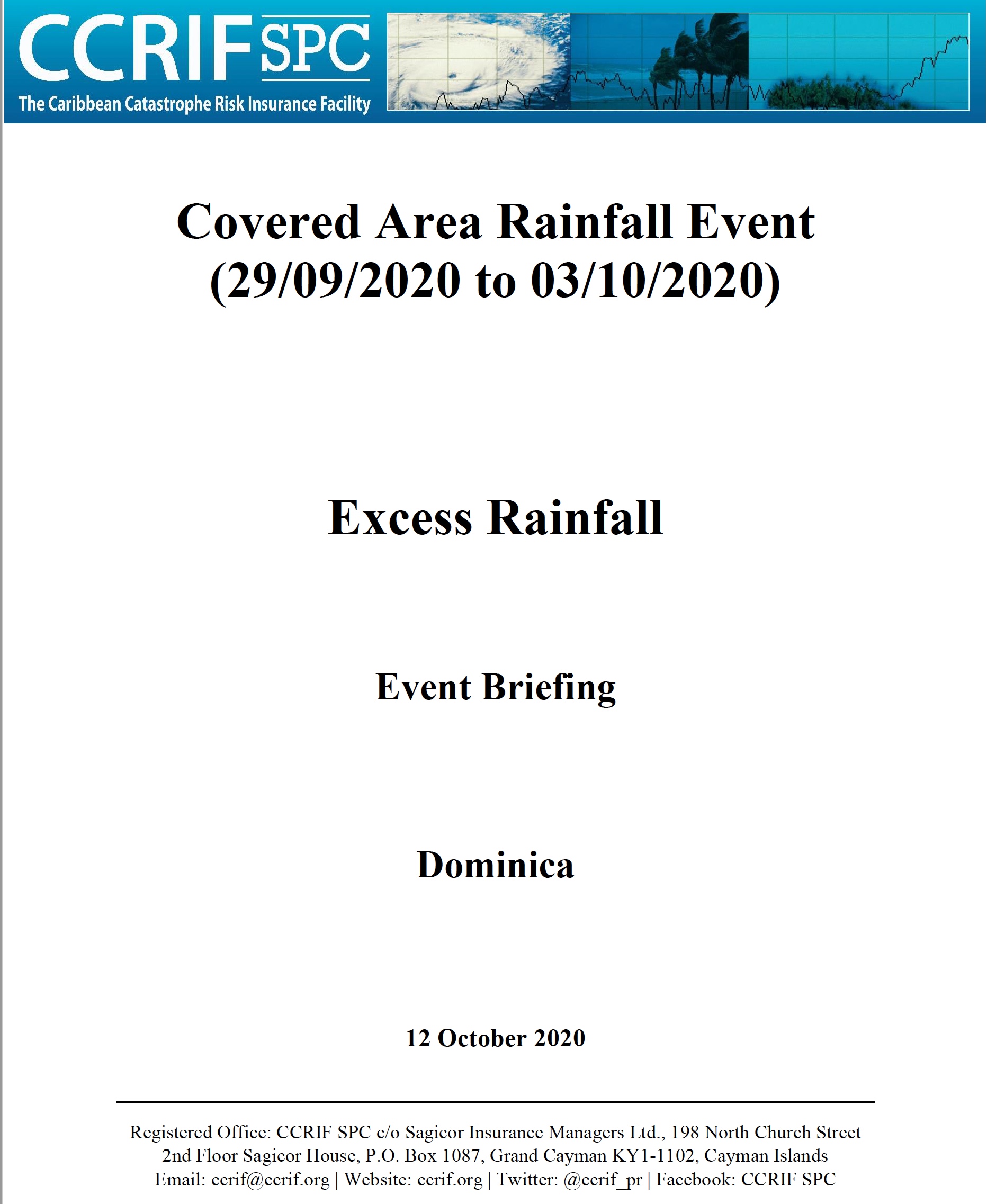 Event Briefing - Excess Rainfall - Covered Area Rainfall Event - Dominica - October 12 2020