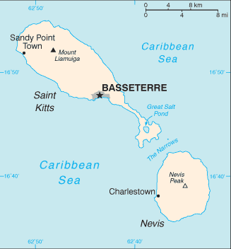 Map of St. Kitts & Nevis