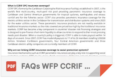 FAQs - The WFP-CCRIF Social Protection Top-up Model