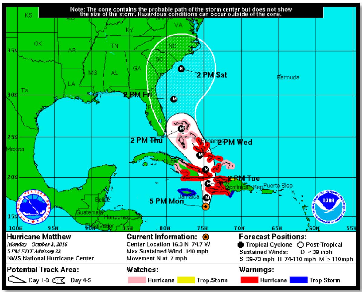 Preliminary Event Briefing - Tropical Cyclone Matthew - October 4, 2016