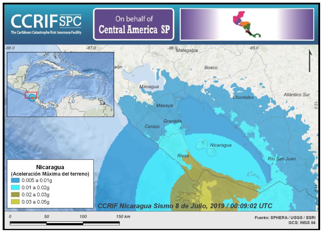 Información del evento - Sismo - Nicaragua - 8 de Julio de 2019