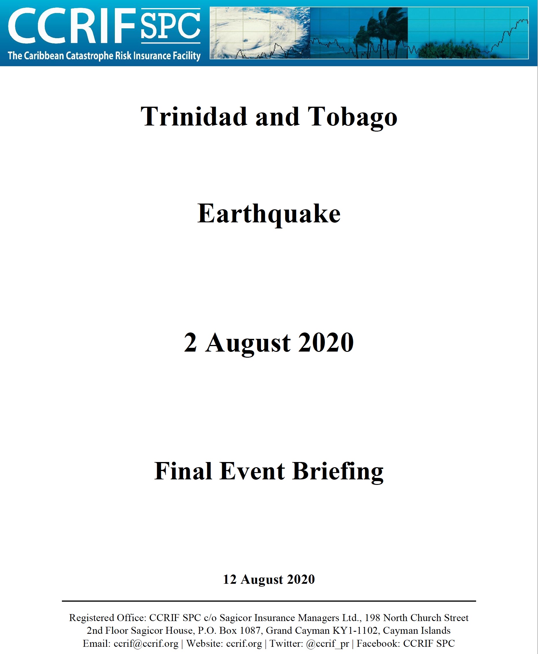 Final Event Briefing - Earthquake - Trinidad and Tobago - August 12 2020