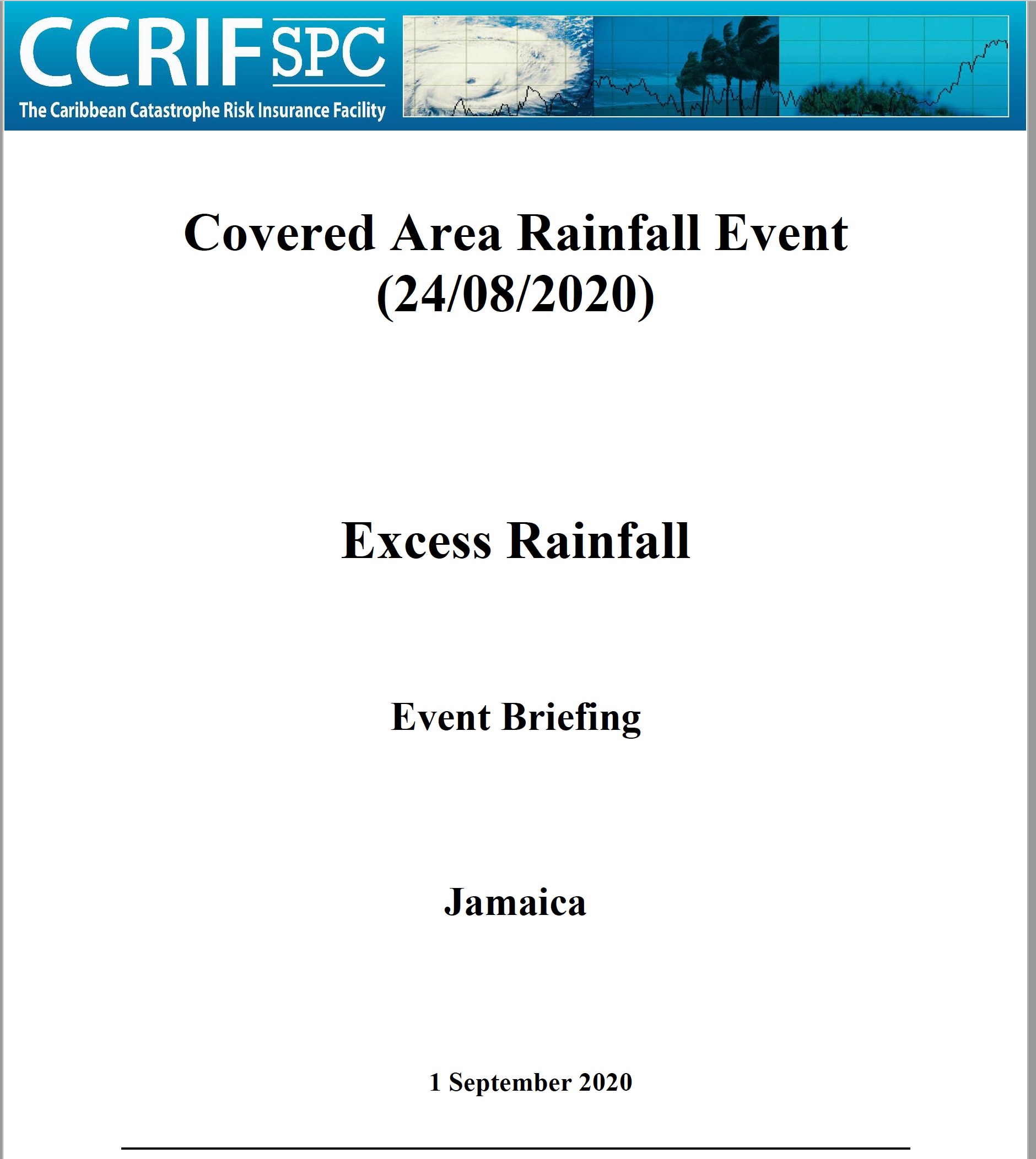 Event Briefing - Excess Rainfall - Covered Area Rainfall Event - Jamaica - September 1 2020