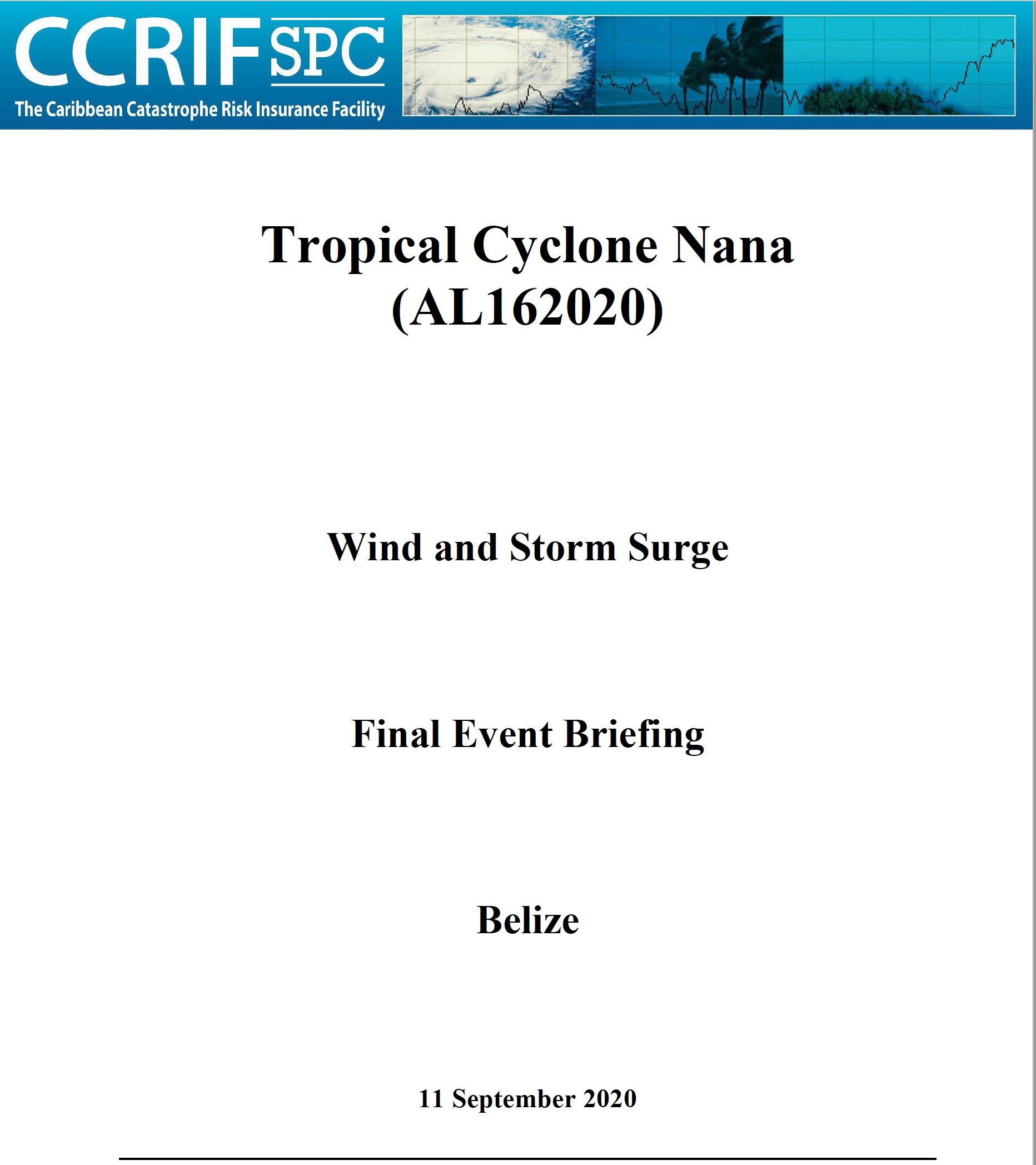 Event Briefing - TC Nana - Wind and Storm Surge - Belize - September 11 2020