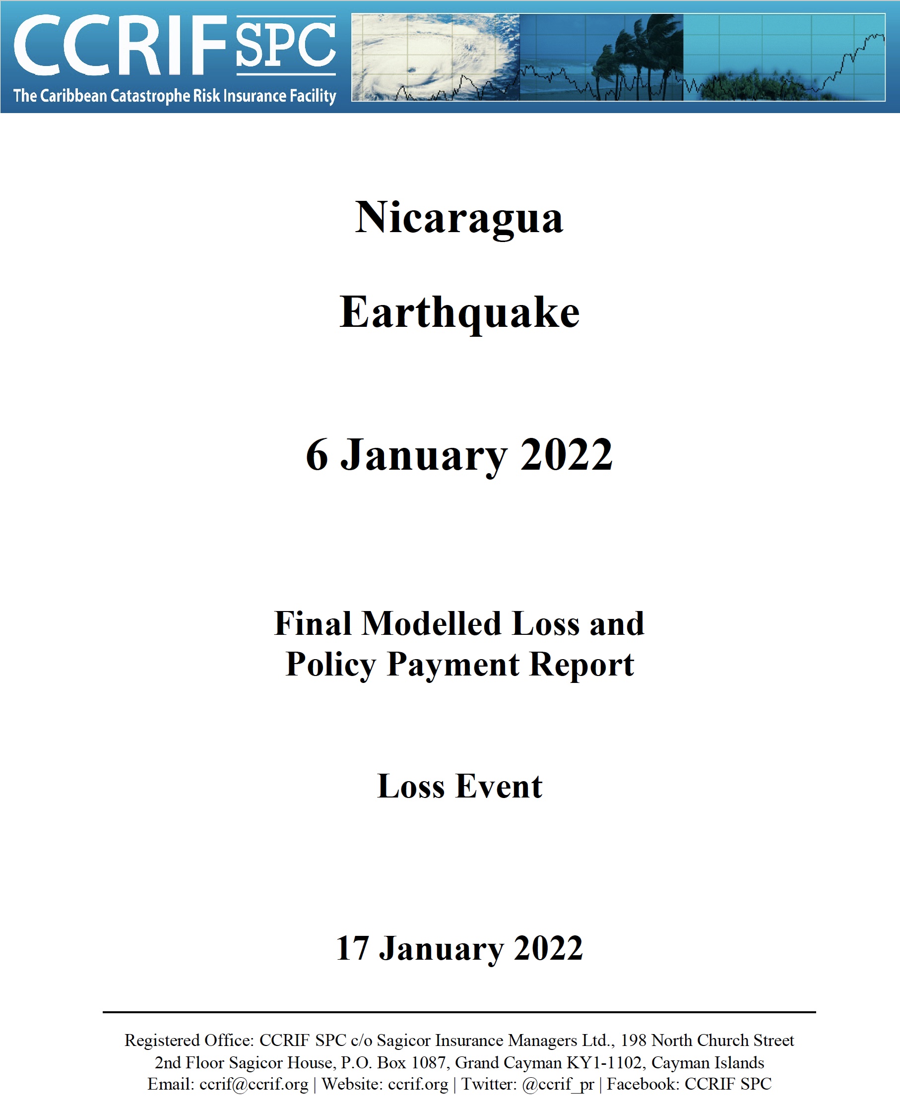 Final Modelled Loss and Policy Payment Report - Earthquake - Nicaragua - January 6 2022