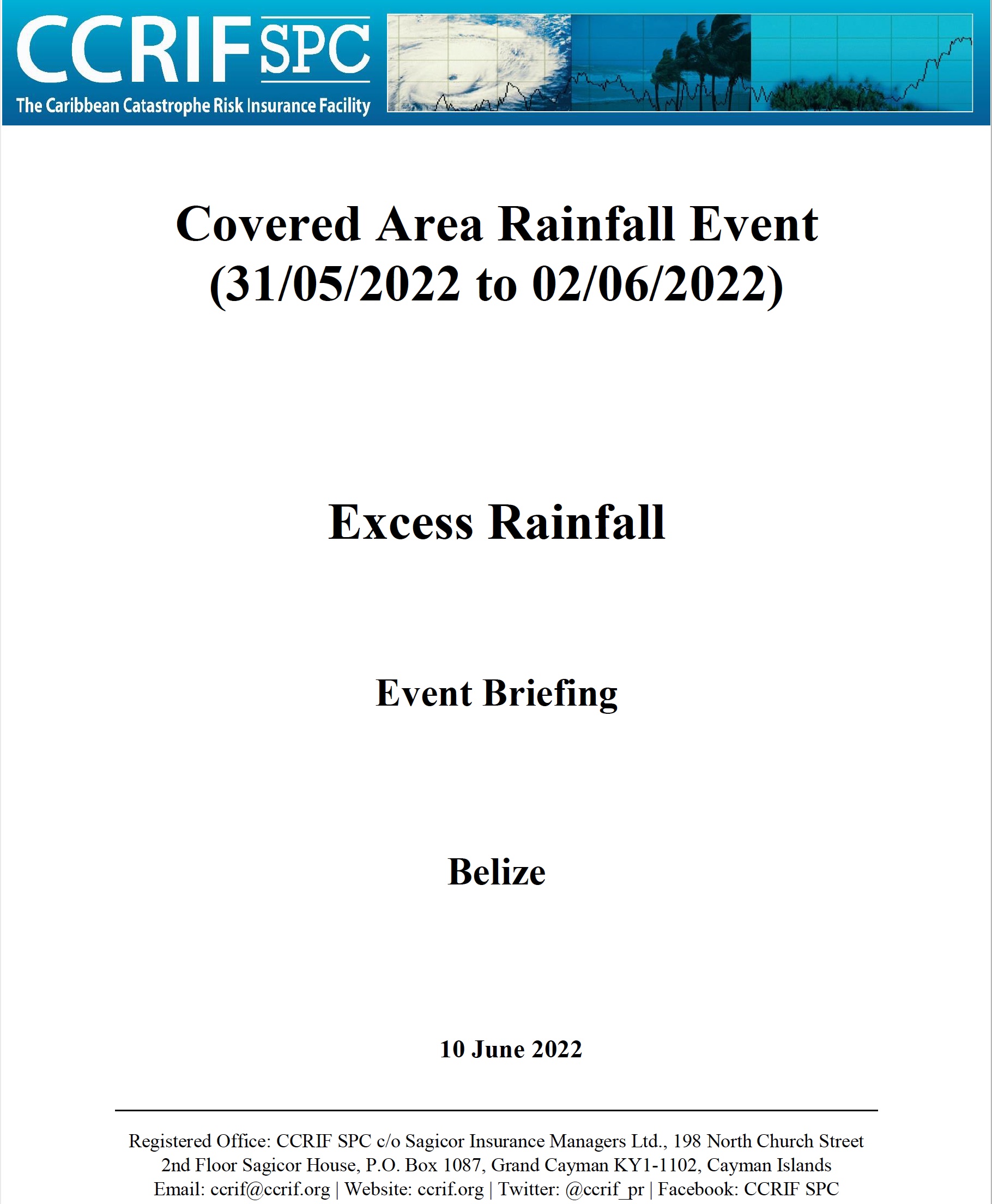 Event Briefing - Excess Rainfall - Covered Area Rainfall Events - Belize - June 10 2022