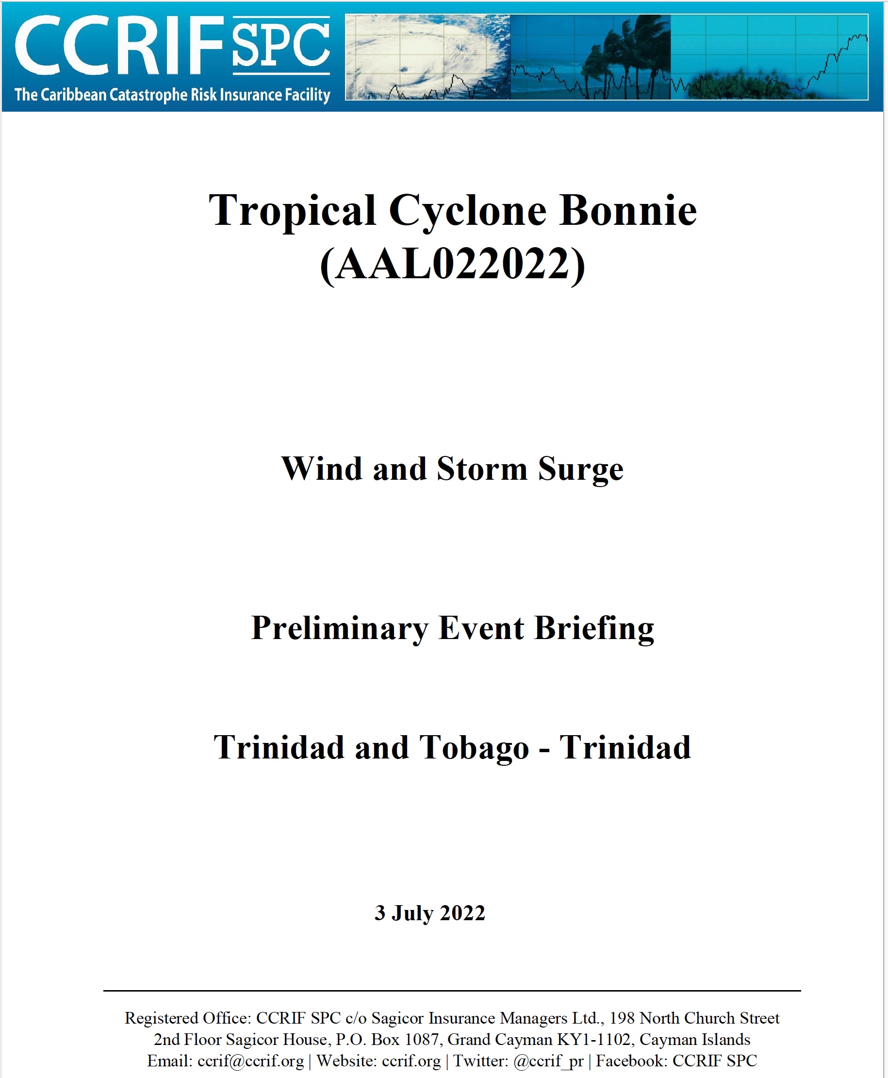 Preliminary Event Briefing - Wind and Storm Surge - Trinidad and Tobago - July 3 2022