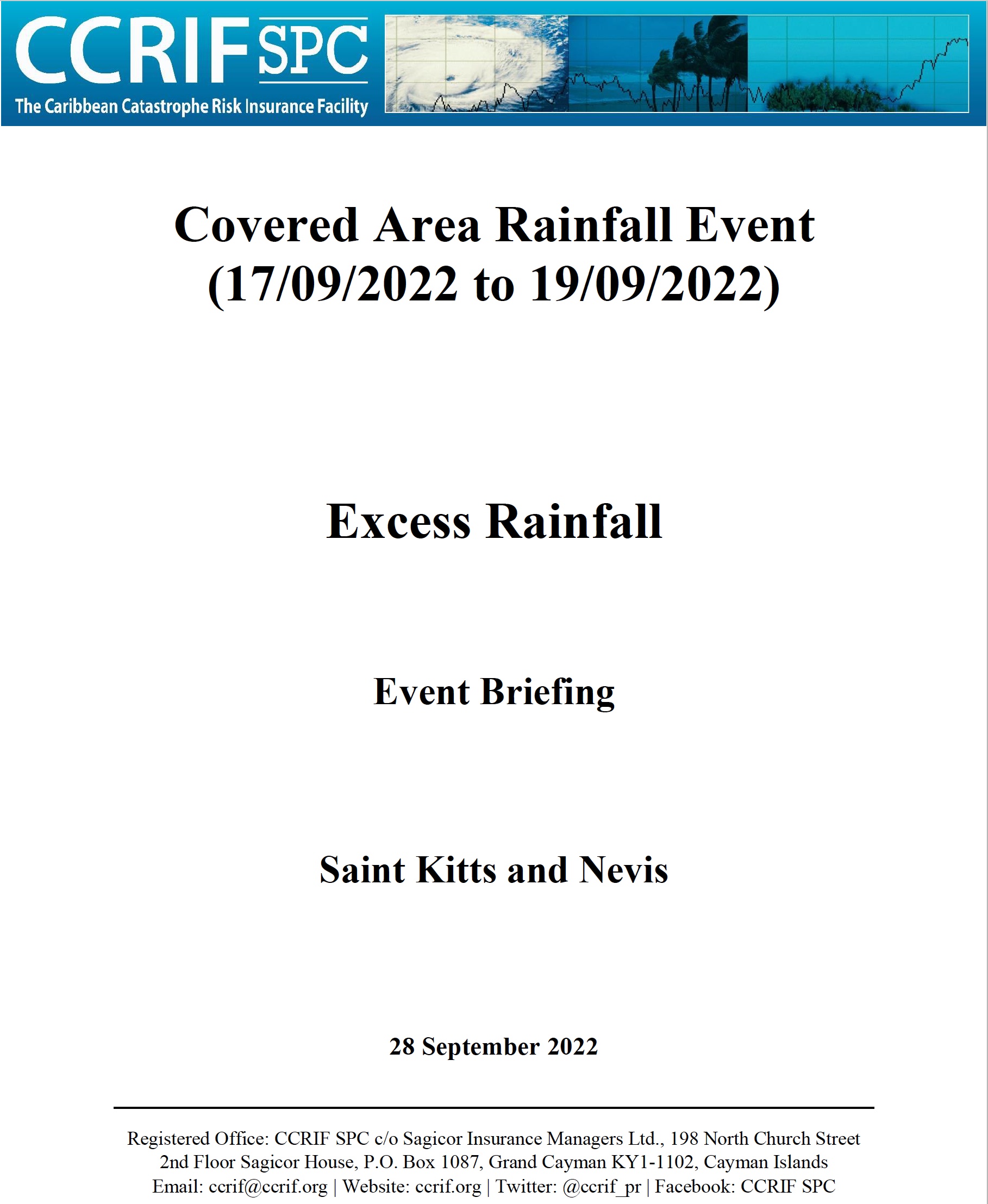 Event Briefing - Excess Rainfall - Covered Area Rainfall Event - Saint Kitts and Nevis - September 28 2022
