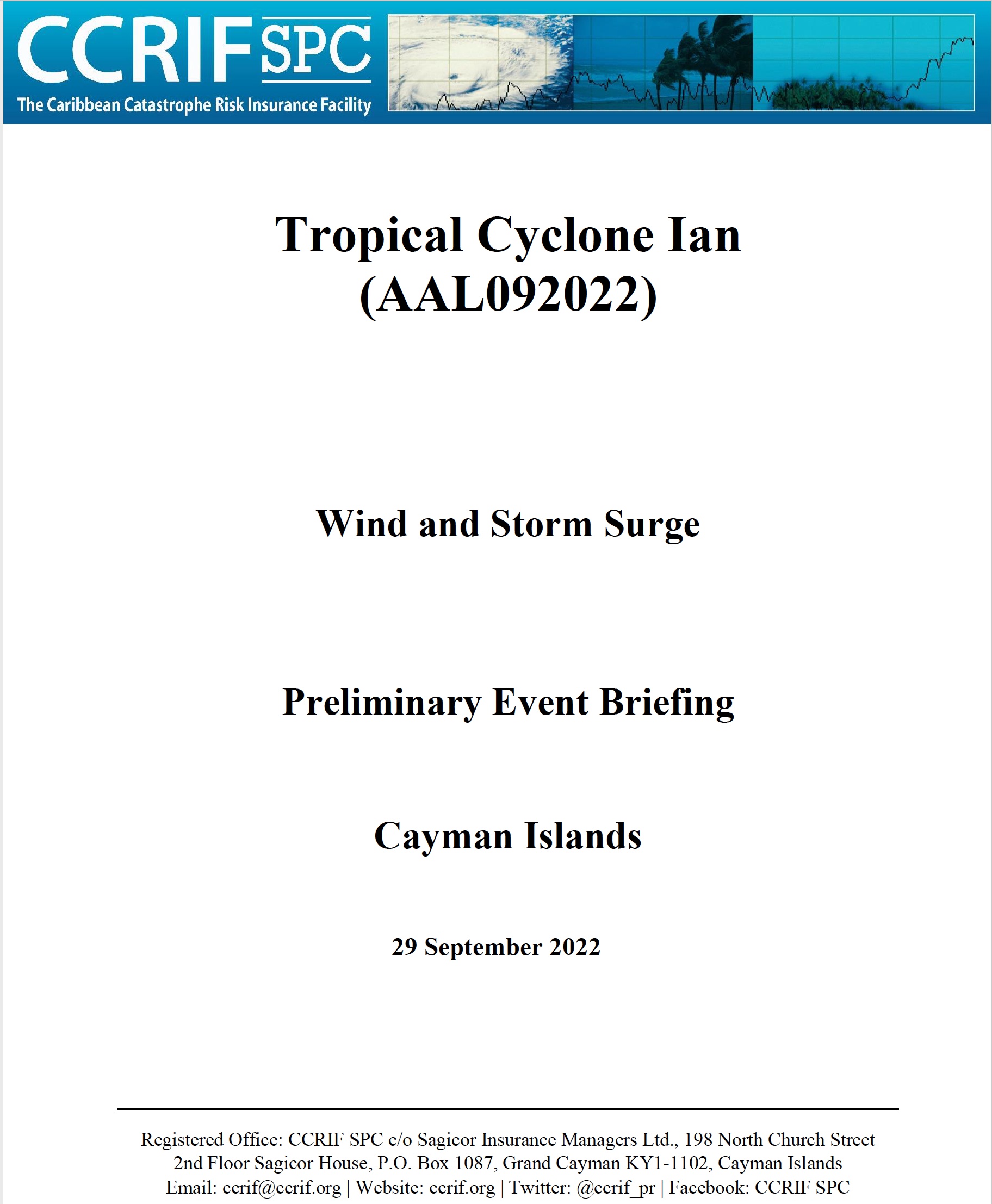 Preliminary Event Briefing - Wind and Storm Surge - TC Ian - Cayman Islands - September 29 2022