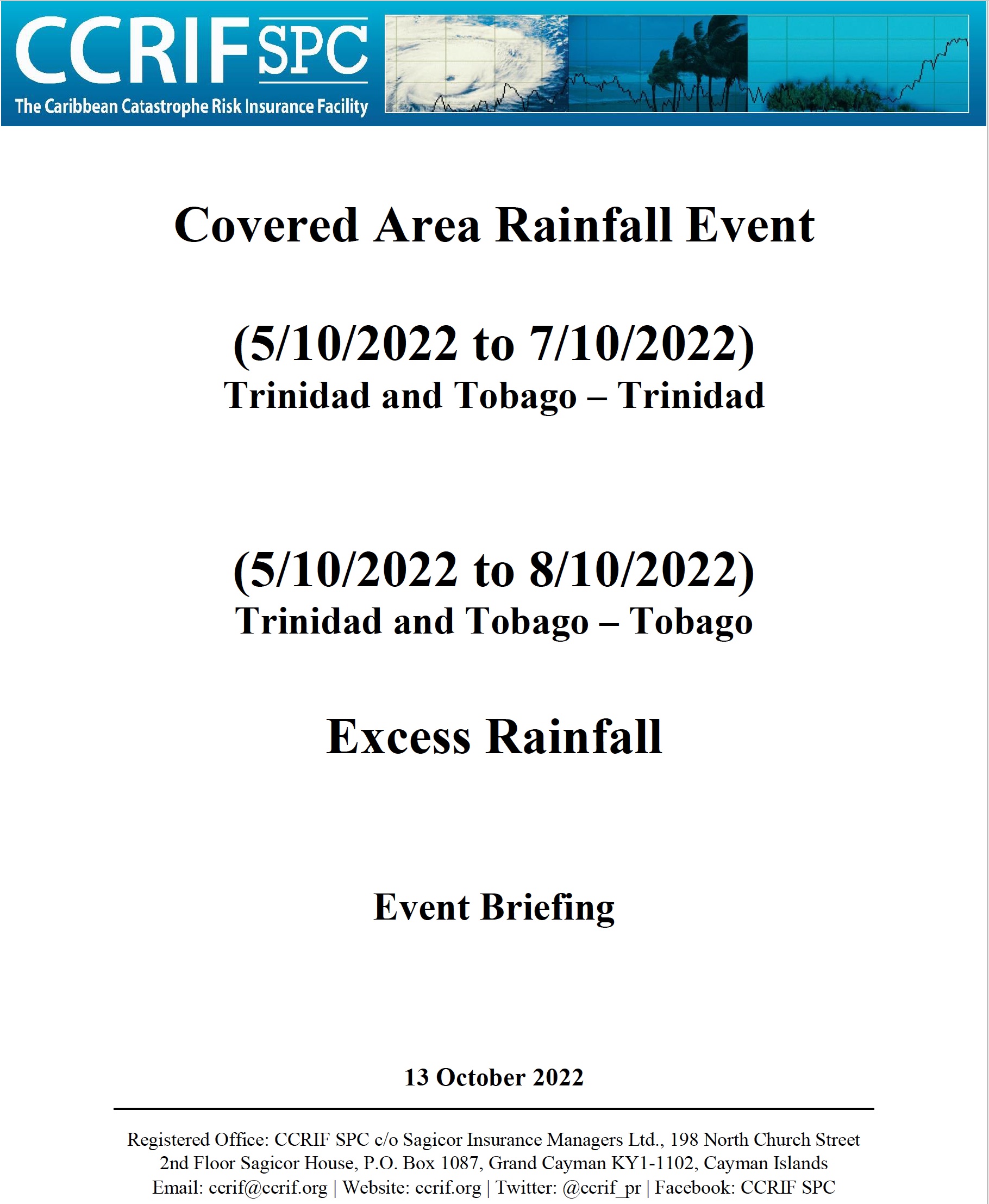 Event Briefing - Excess Rainfall - Covered Area Rainfall Event - Trinidad and Tobago - October 13 2022