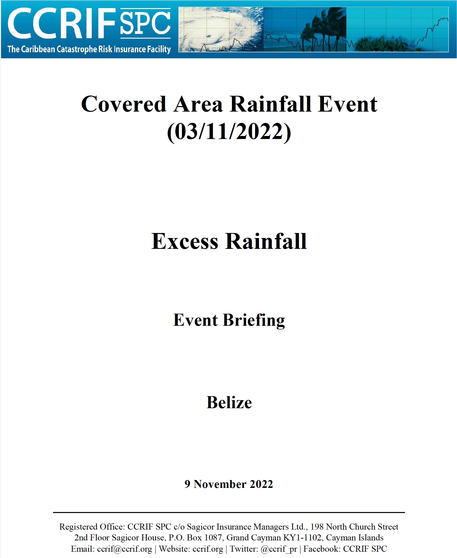 Event Briefing - Excess Rainfall - Covered Area Rainfall Event - Belize - November 9 2022