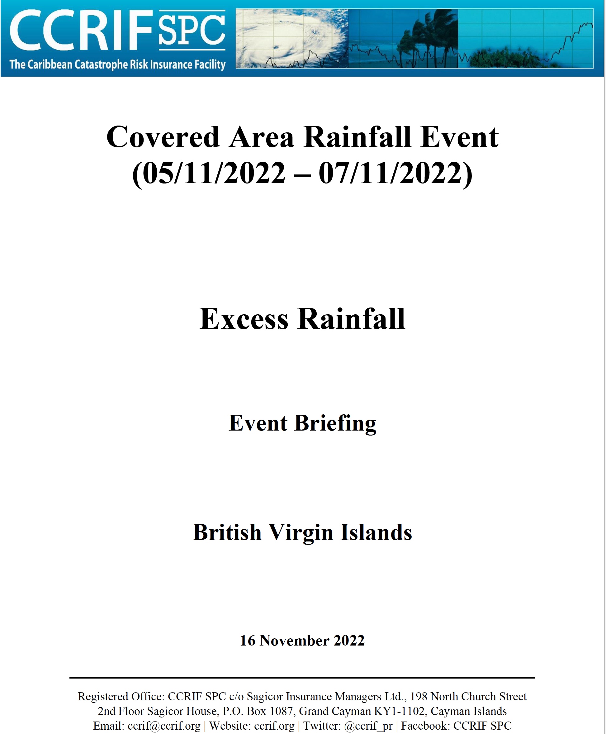Event Briefing - Excess Rainfall - Covered Area Rainfall Event - British Virgin Islands - November 16 2022
