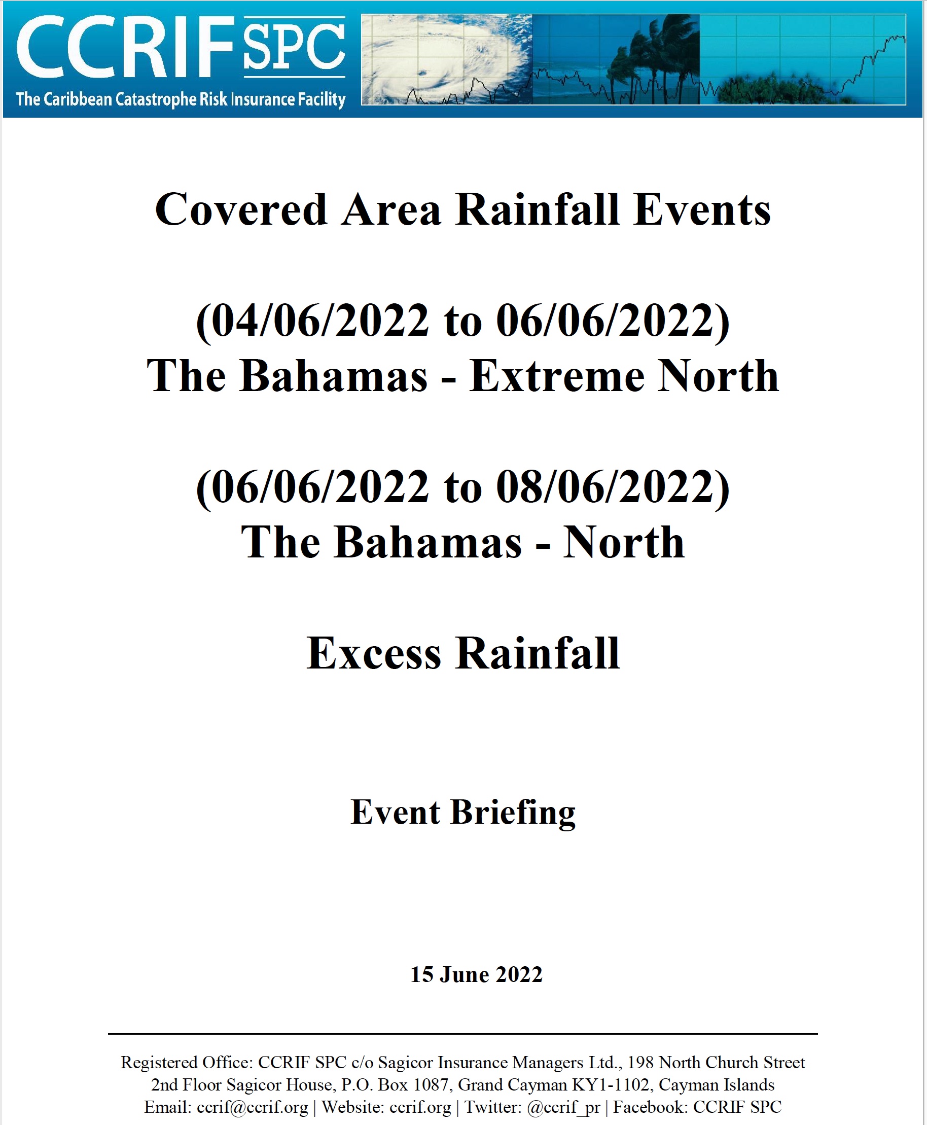 Event Briefing - Excess Rainfall - Covered Area Rainfall Events - The Bahamas - June 15 2022