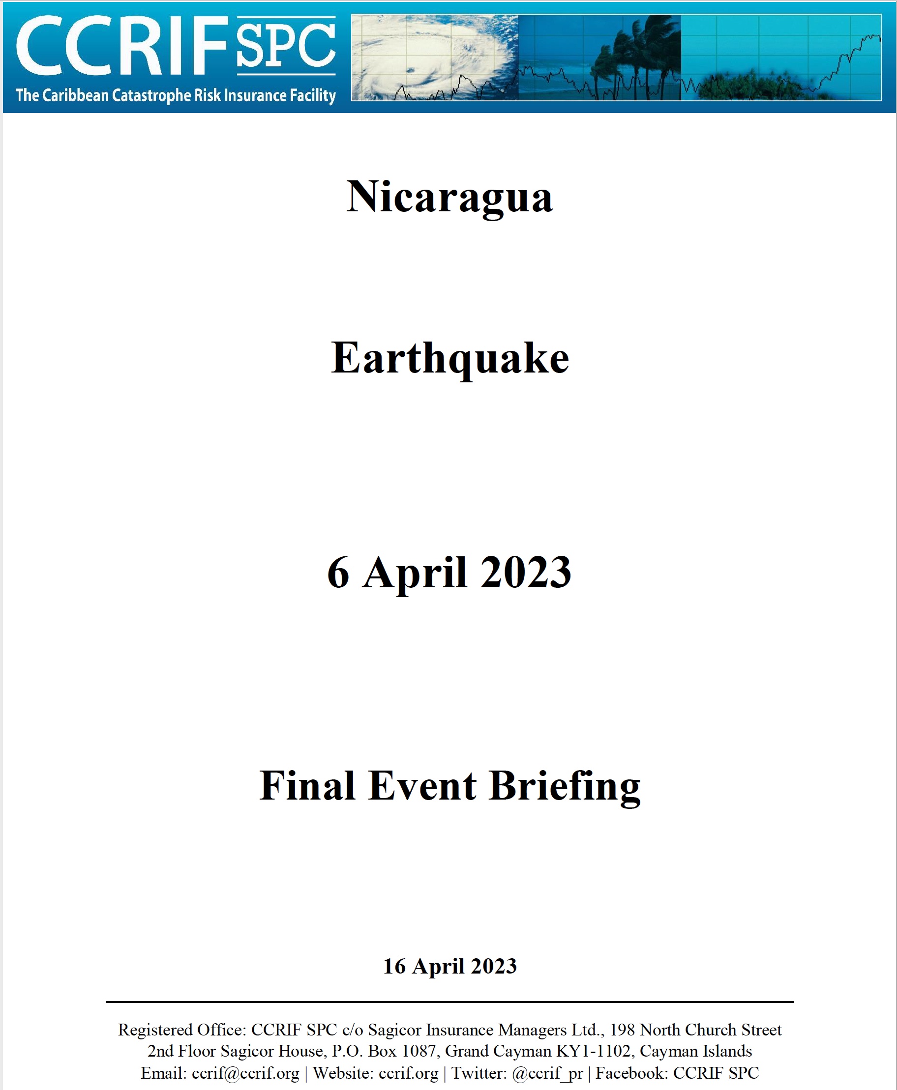 Final Event Briefing - Earthquake - Nicaragua - April 6 2023