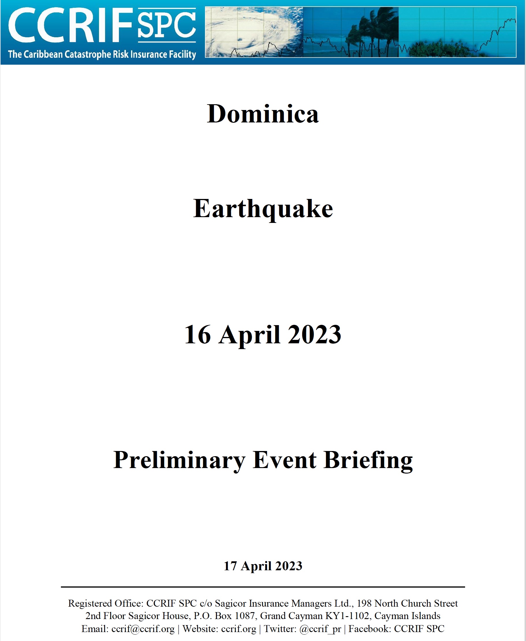 Preliminary Event Briefing - Earthquake -Dominica - April 16 2023