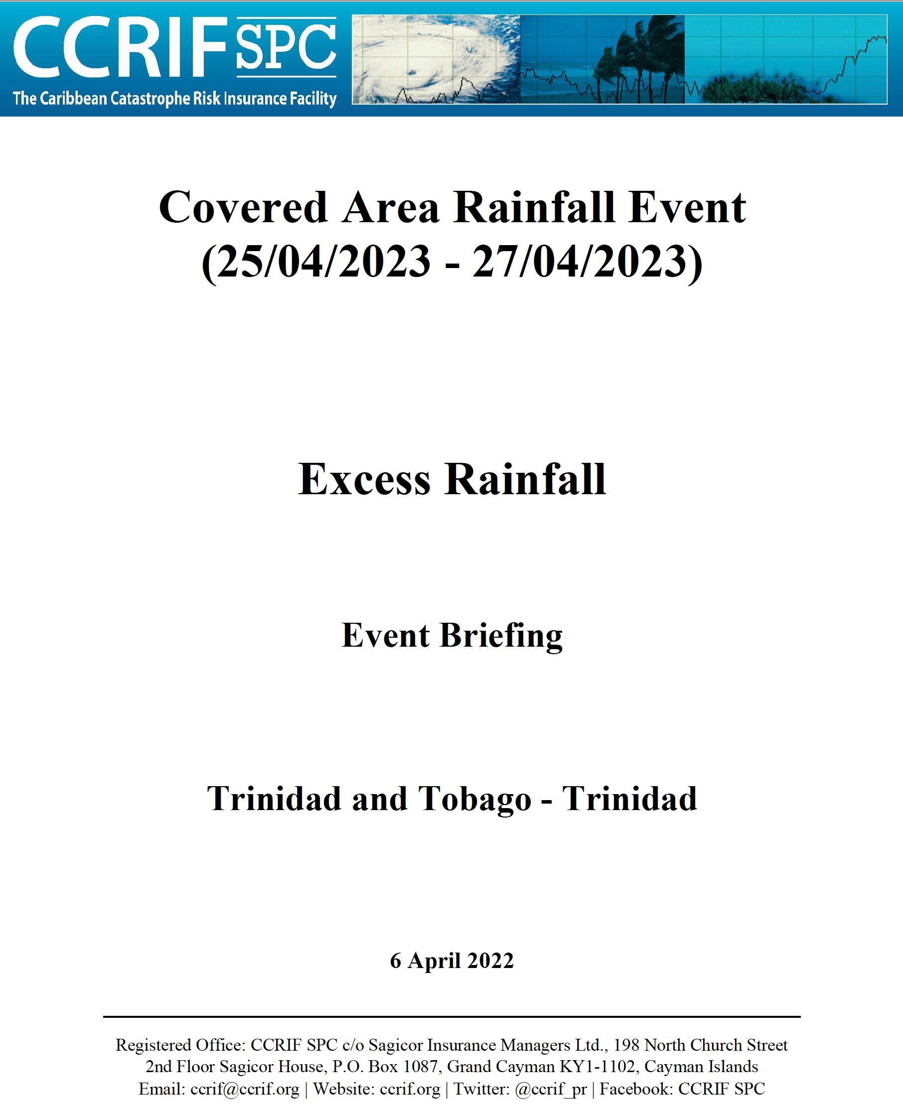 Event Briefing - Excess Rainfall - Covered Area Rainfall Event - Trinidad and Tobago - April 6 2023
