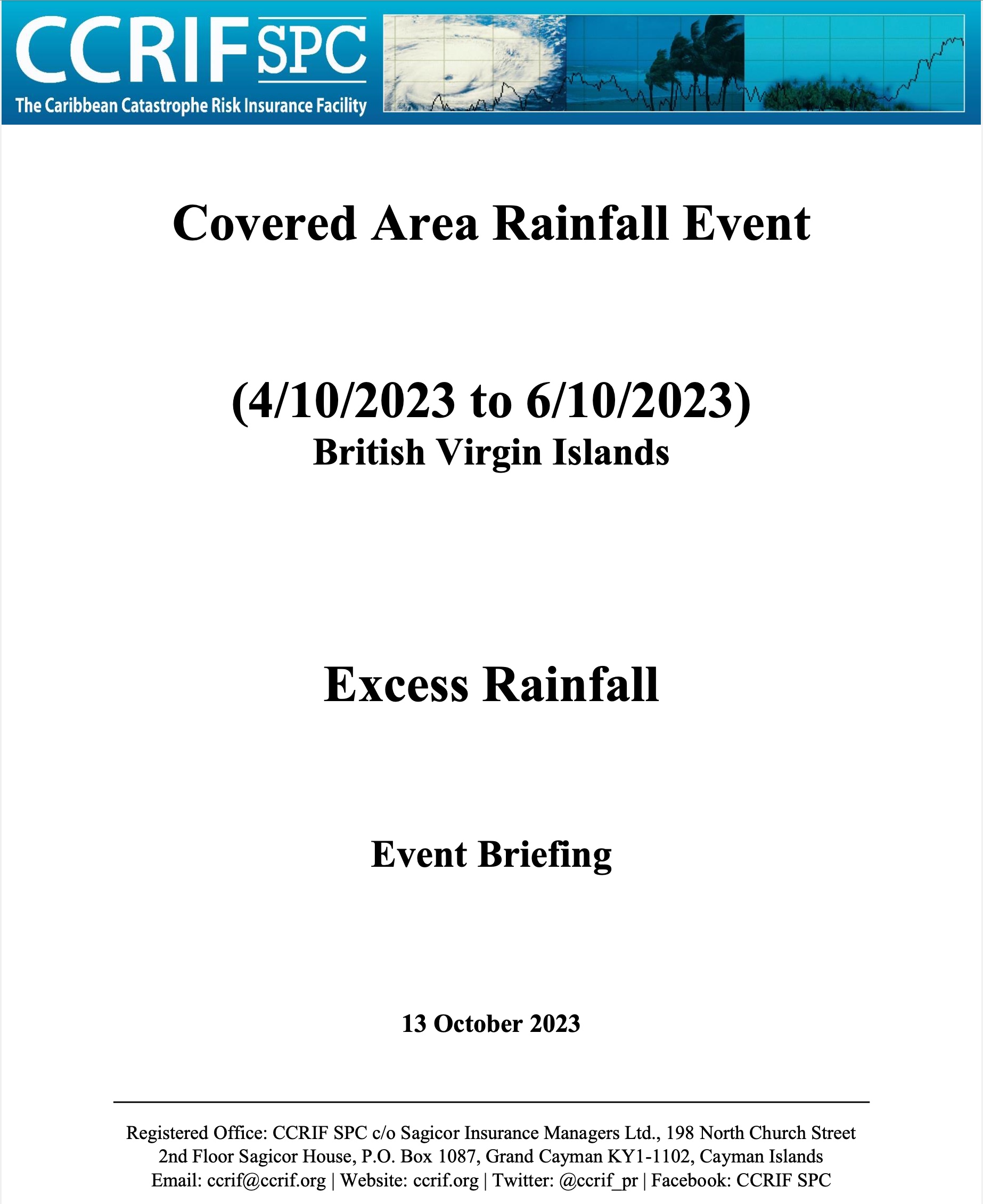 Event Briefing - Excess Rainfall - Covered Area Rainfall Event - British Virgin Islands - October 13, 2023