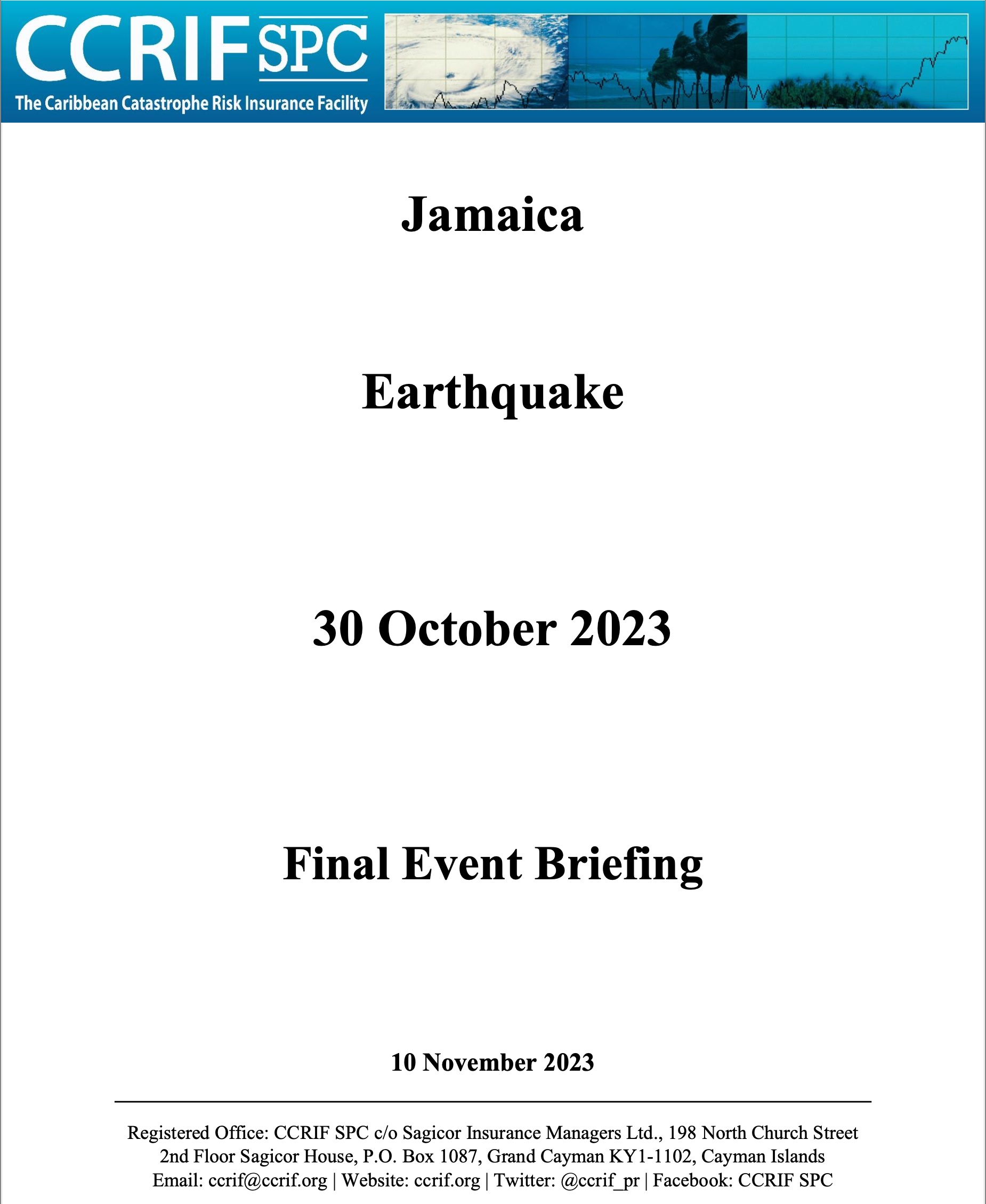 Final Event Briefing - Earthquake -Jamaica - November 10, 2023