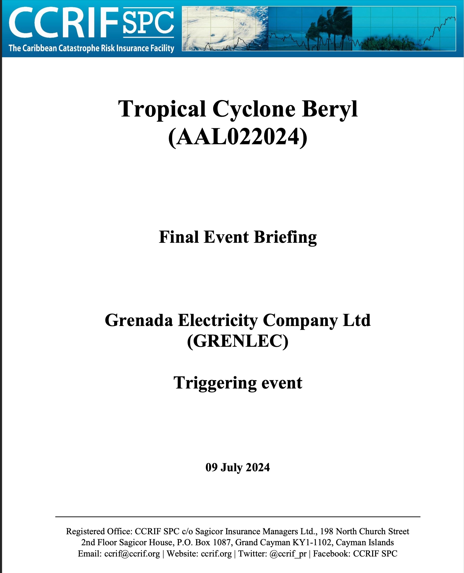 Final Event Briefing - TC Beryl - Triggering event - Grenada Electricity Company Ltd (GRENLEC) - July 9, 2024