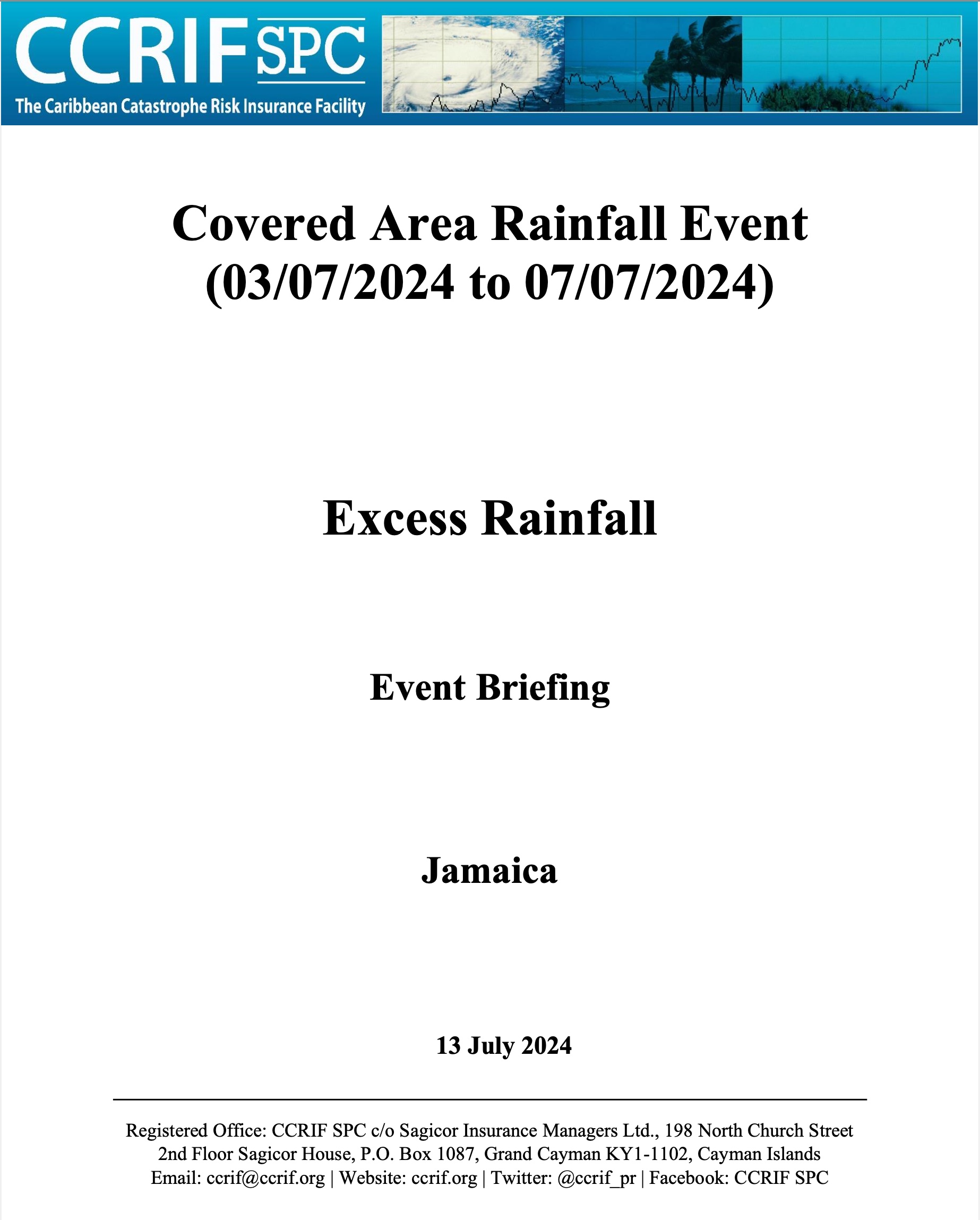 Event Briefing - Excess Rainfall - Covered Area Rainfall Event - Jamaica - July 3 -7 2024