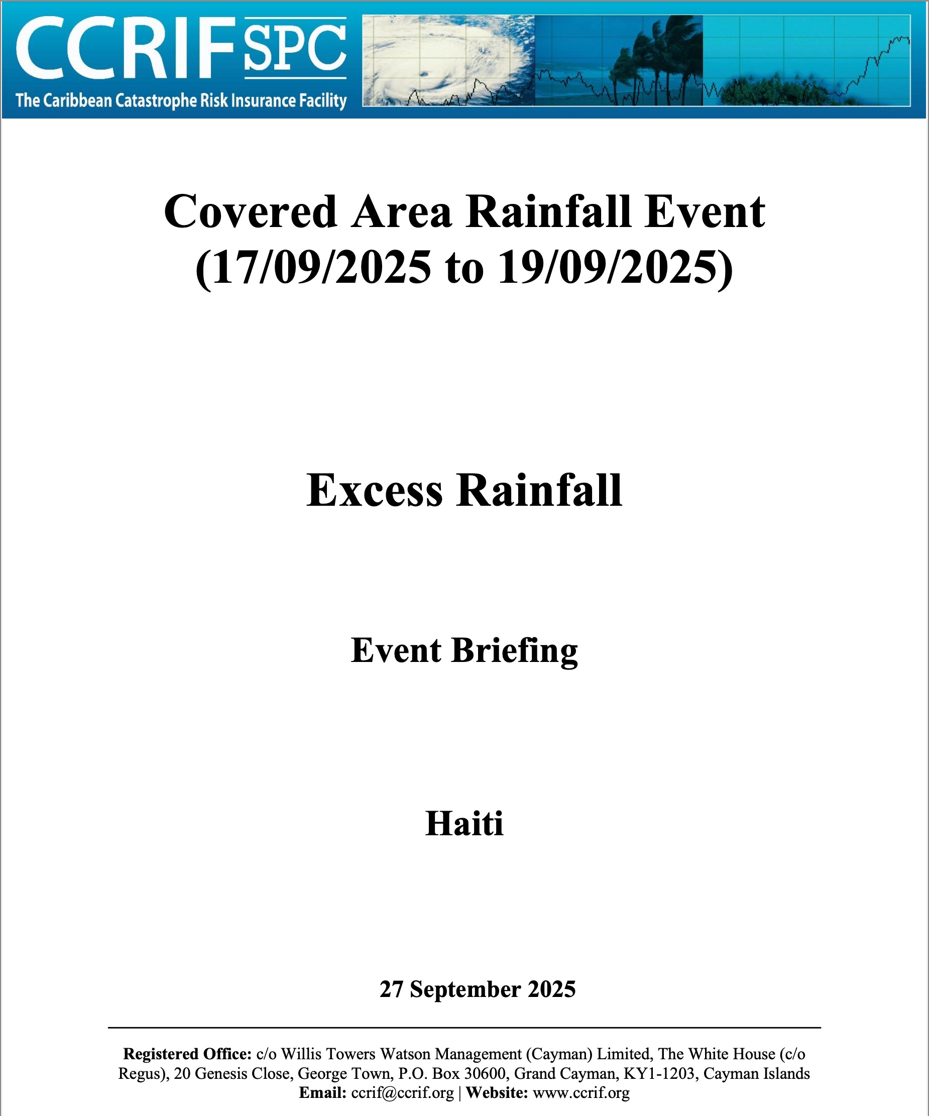 Event Briefing - Covered Area Rainfal (17/09/2025 to 19/09/2025) - Excess Rainfall - Haiti - September 27 2025