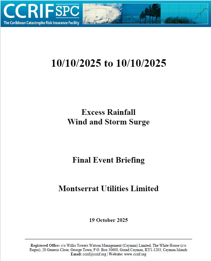 Final Event Briefing - TC Jerry -Excess Rainfall / Wind and Storm Surge - Montserrat Utilities Limited- October 19 2025
