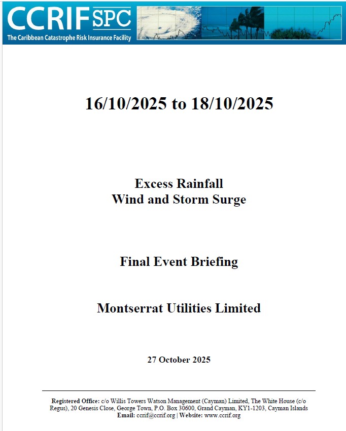 Final Event Briefing - Covered Area Rainfall Event (16/10/2025 to 18/10/2025) - Excess Rainfall/Wind and Storm Surge - Montserrat Utilities Limited - October 27 2025