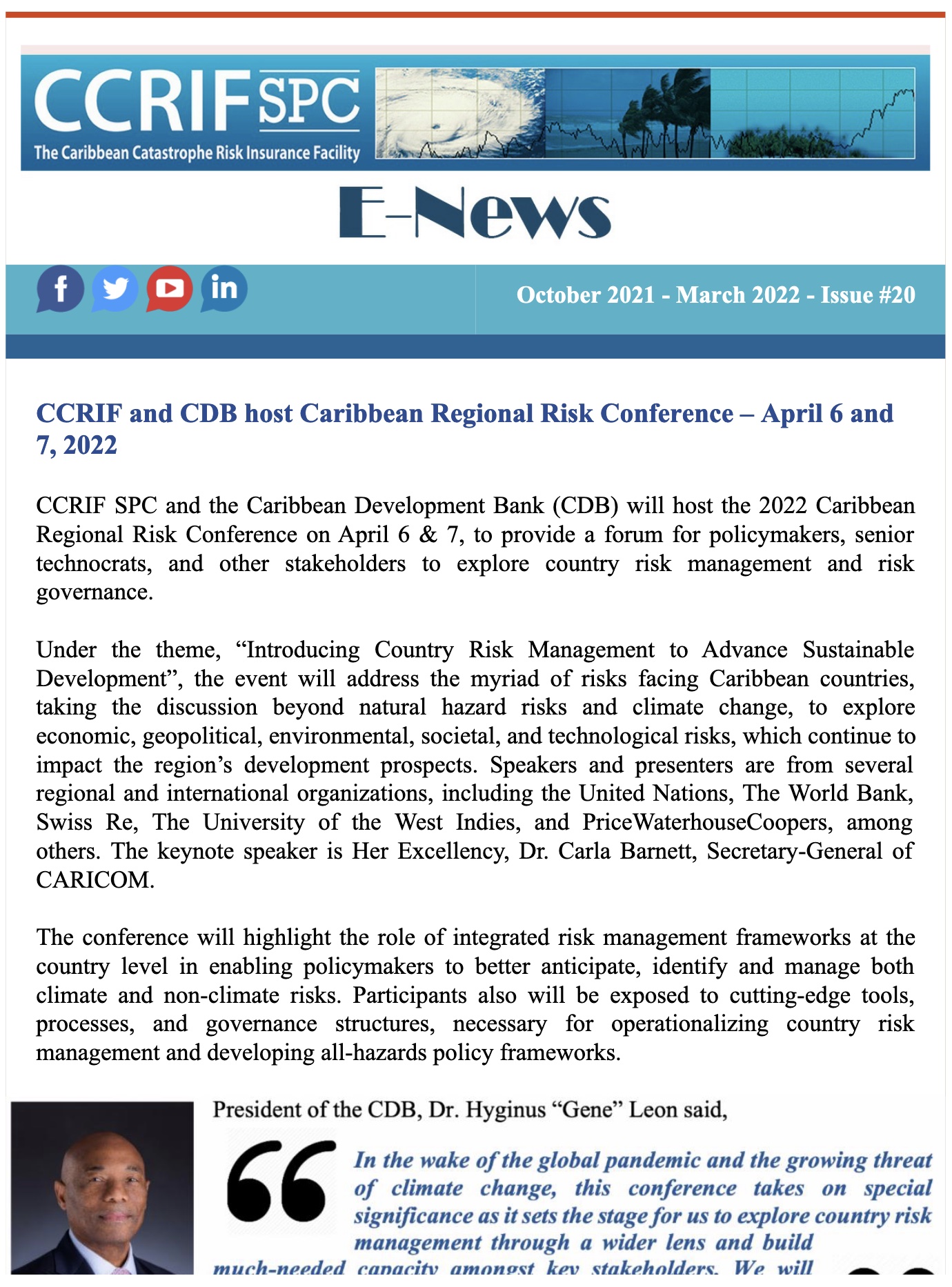 CCRIF SPC E-News - October 2021 to March 2022