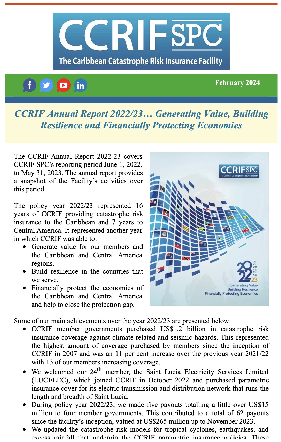 CCRIF SPC News Flash  - February 2024