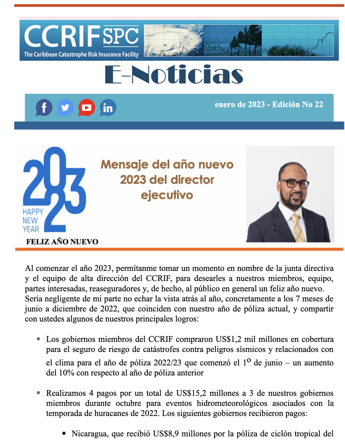 CCRIF SPC E-Noticias enero de 2023