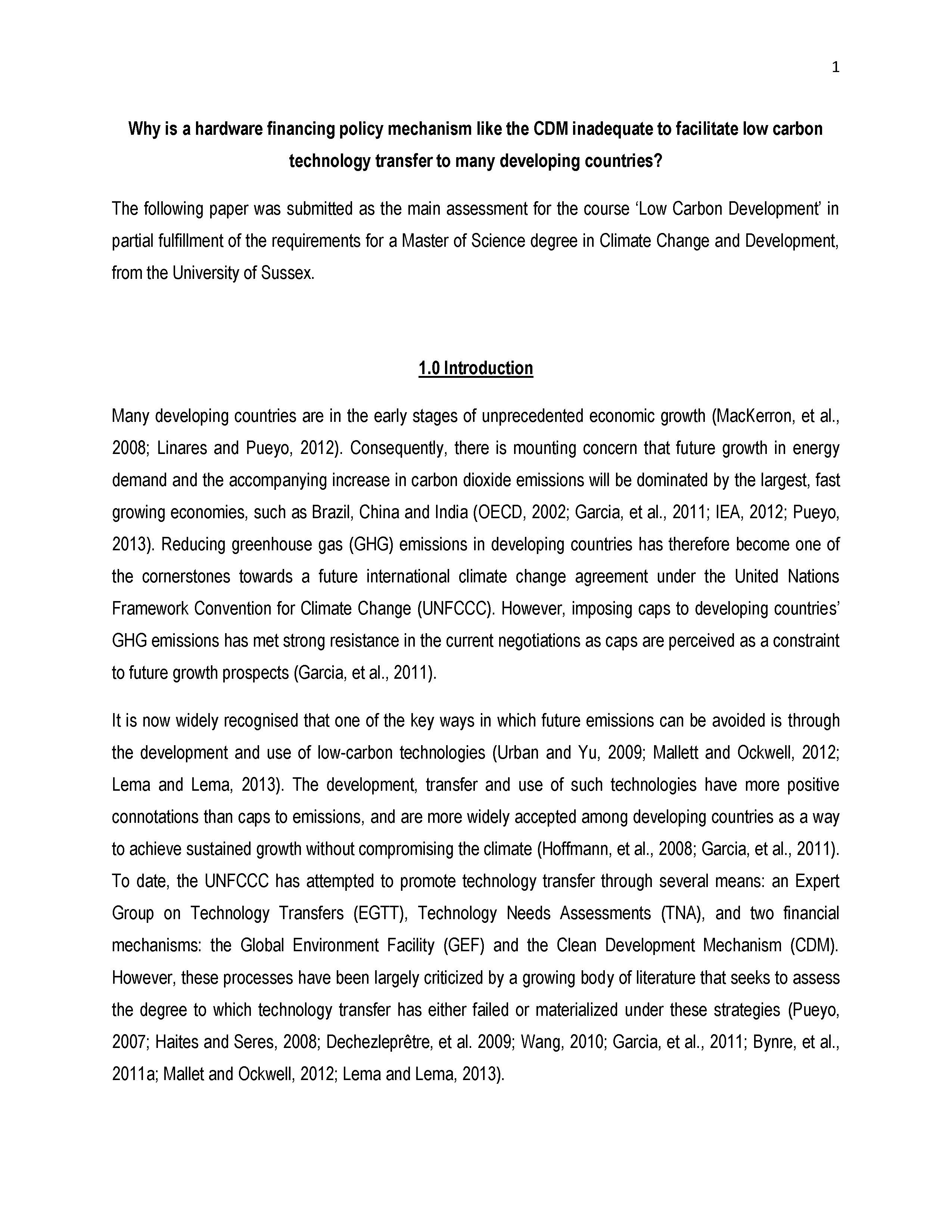 Why is a hardware financing policy mechanism like the CDM inadequate to facilitate low carbon technology transfer to many developing countries