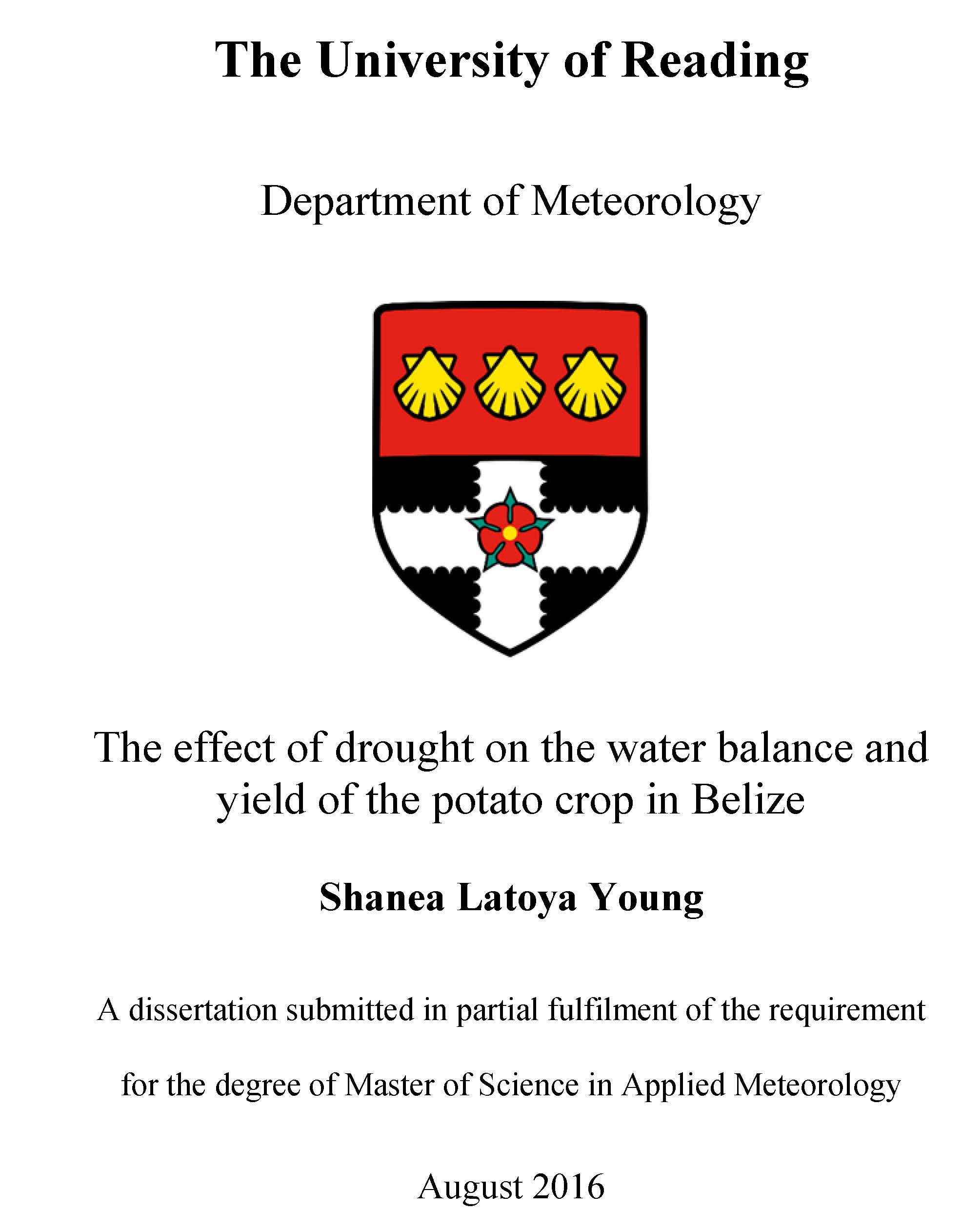 The effect of drought on the water balance and yield of the potato crop in Belize