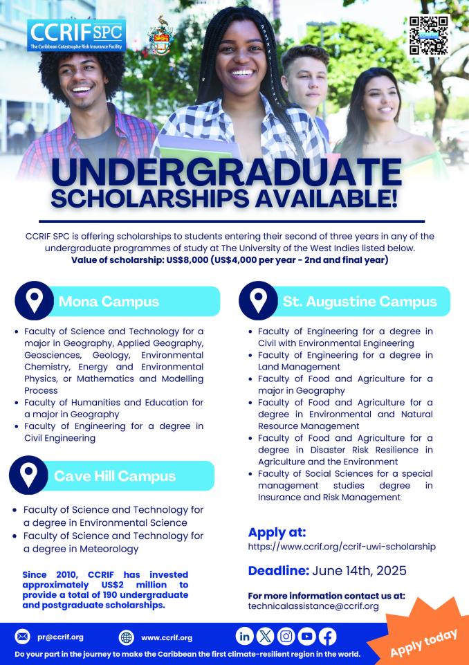 CCRIF SPC Undergraduate Scholarship 2025 Flyer