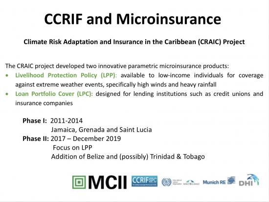 CCRIF and Microinsurance