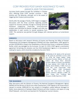 CCRIF Provides Post-Sandy Assistance to Haiti, Jamaica and The Bahamas