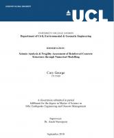 Seismic Analysis & Fragility Assessment of Reinforced Concrete Structures through Numerical Modelling